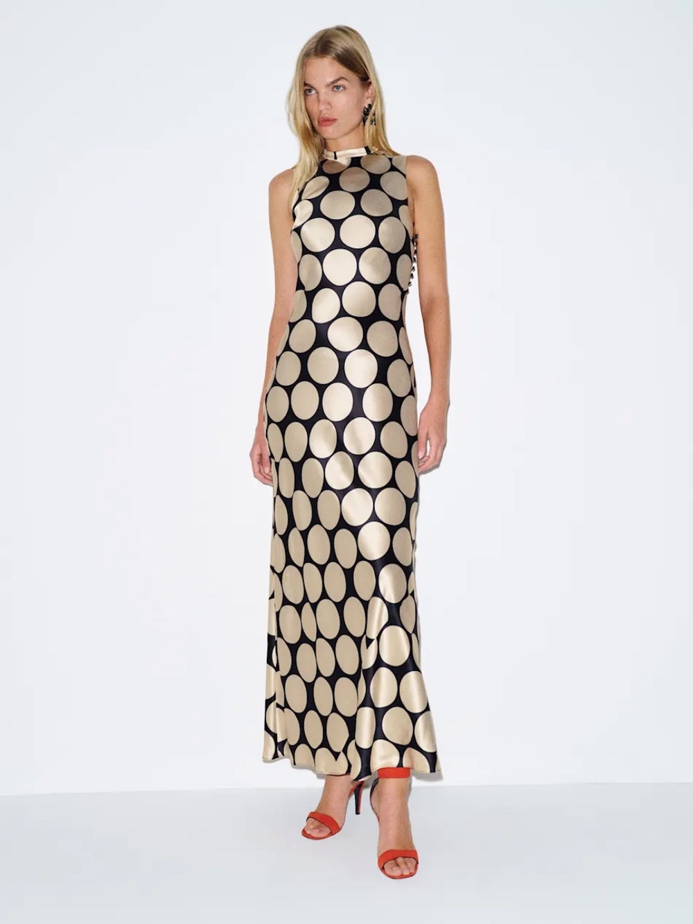 Reformation Yian Silk Dress in Full Moon Dot - Picture 1 of 10